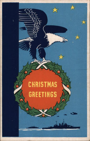 Christmas Greetings - An Eagle Holding a Wreath
