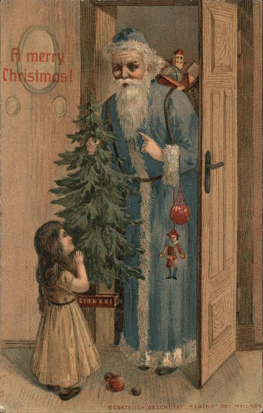 Merry Christmas - Santa in Blue Suit Santa Claus