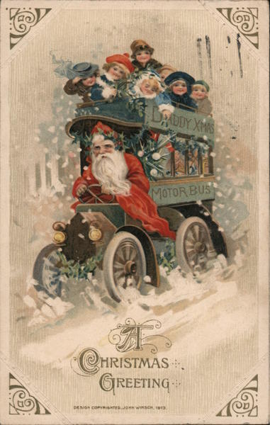 A Christmas Greeting - Santa Driving a Bus with Children Schmucker?