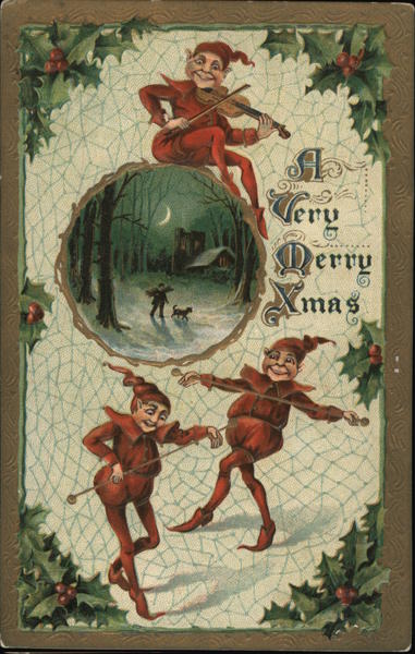 A Very Merry Xmas - Two Elves Playing the Violin Christmas