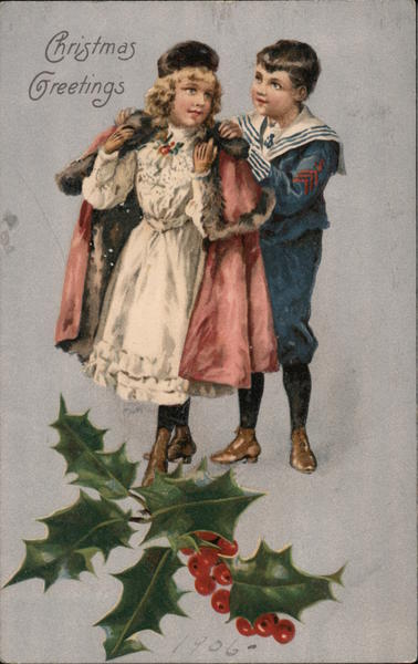 Christmas Greetings Children Postcard