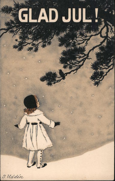 Glad Jul!- Girl Standing in Snow Children