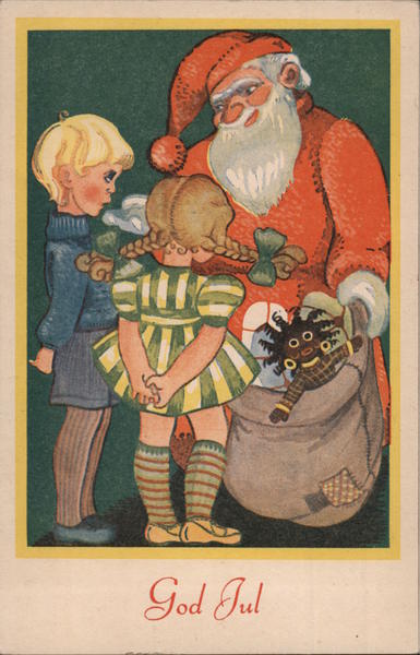 God Jul - Santa With Children Santa Claus