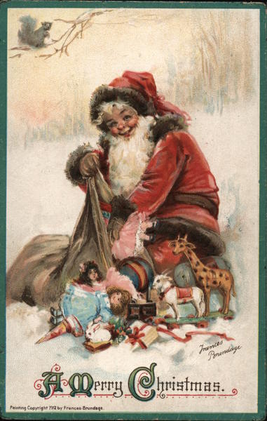 A Merry Christmas - Santa with Bag of Toys Frances Brundage