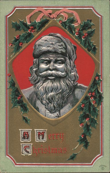 Image of ornament engraved with Santa Claus Bust