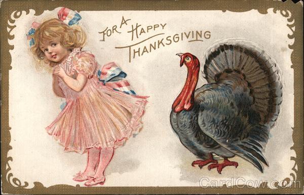 Girl Eyeing Turkey - For A Happy Thanksgiving Turkeys