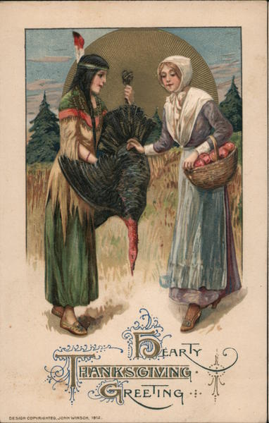 Hearty Thanksgiving Greeting Samuel L. Schmucker Indians
