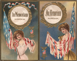 Set of 2: "In Memoriam" Women Decoration Day Series D-6 Memorial Day Nash Postcard Postcard Postcard