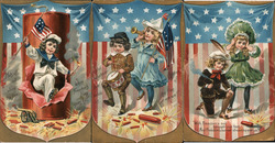 Set of 3: Children Celebrating Independence Day Series 109 Postcard