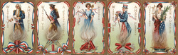 Set of 5: Fantasy Patriotic Fire Smoke Series J-8 Postcard