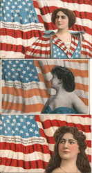 Set of 3: Patriotic Lady Liberties, Flags Postcard