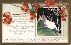 A Happy Thanksgiving - House on Hill Postcard