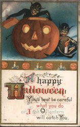 Gremlin and Jack O'Lantern - A Happy Halloween! Postcard