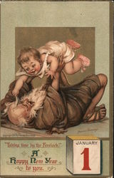 Old Man Time and Baby: A Happy New Year to You Postcard