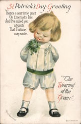 St. Patrick's Day Greeting: Boy with Green Corsage Ellen Clapsaddle Postcard Postcard Postcard
