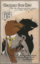Ground Hog Day, February 2nd with Ground Hog in Suit Postcard