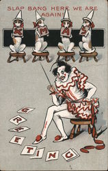 XMas Greetings - Clown and Dogs Postcard