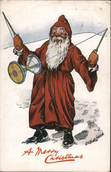 Santa Claus Plays with a Diabolo Toy in the Snow Postcard