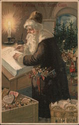 Merry Xmas From Santa Claus - Santa in Brown Suit Postcard