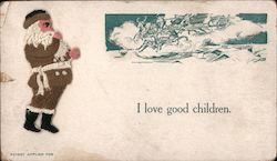 I Love Good Children - Santa and his Reindeer Postcard
