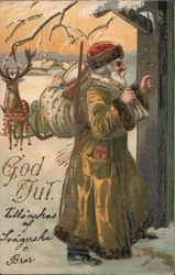 God Jul - Santa in Gold Robe Postcard