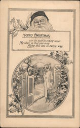 Merry Christmas - Santa and a Girl in the Snow Postcard