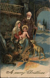 A Merry Christmas - Nativity Scene Postcard