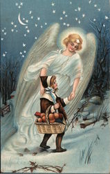 An Angel Helping a Child Through the Snow Postcard
