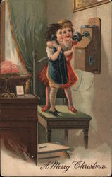 Children On Phone Postcard