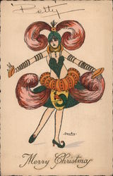 Merry Christmas: Woman in Costume Postcard