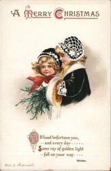 A Merry Christmas - Two Children Postcard