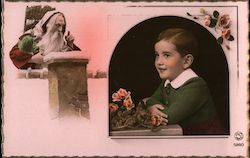 Santa Claus and Portrait of Child Children Postcard Postcard Postcard