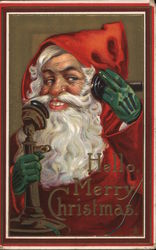 Hello Merry Christmas - Santa on the Phone Postcard