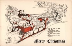 Santa in Sleigh of Kewpies - Merry Christmas Santa Claus Postcard Postcard Postcard