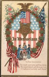In Memoriam: Lady Liberty and Soldiers Postcard