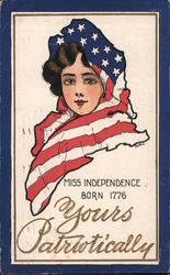 Miss Independence Born 1776 4th of July Wall Postcard Postcard Postcard