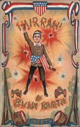 Hurrah! Bully Fourth: Boy Lighting Fireworks 4th of July Postcard Postcard Postcard