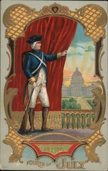 Soldier at Window Looking at Capitol Postcard
