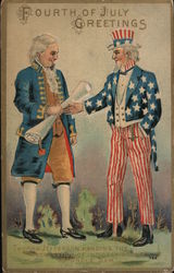 Fourth of July Greetings: Jefferson and Uncle Sam Postcard
