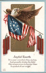 Joyful Fourth (American Eagle holding flag) Postcard