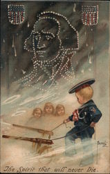 Fireworks in George Washington Shape Postcard