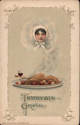 Thanksgiving Greetings Stone Lithograph Postcard