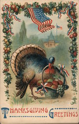 Thanksgiving Turkey Carrying Basket Postcard