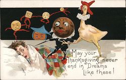 Boy Dreaming of Thanksgiving Children HBG Postcard Postcard Postcard