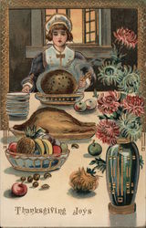 Pilgrim Eating Thanksgiving Dinner - Thanksgiving Joys Pilgrims Postcard Postcard Postcard