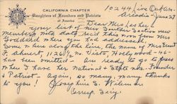 California Chapter, Daughters of Founders and Patriots Correspondence Card Postcard