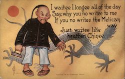 Chinese Man and Dragon Postcard