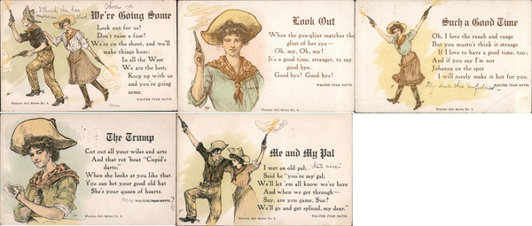 Set of 5: Western Girl Series, Cowgirl with Guns, Sharpshooter