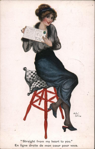 Straight From My Heart to You Woman with Postcard Women