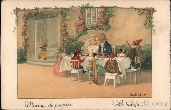 Bride and Groom sitting at table with Elves Pauli Ebner